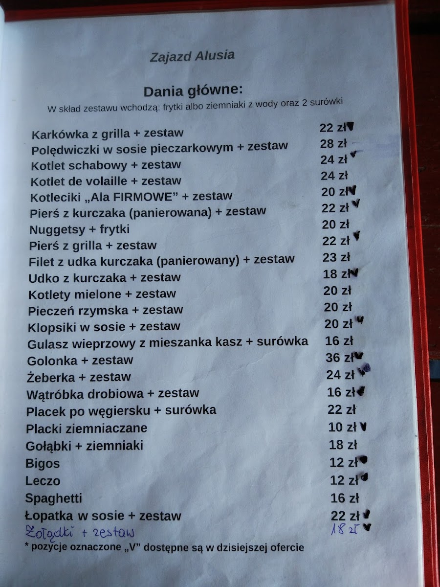 Menu Zajazd Alusia-8